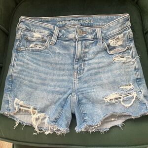 American Eagle Outfitters Light Blue Distressed Jean Shorts